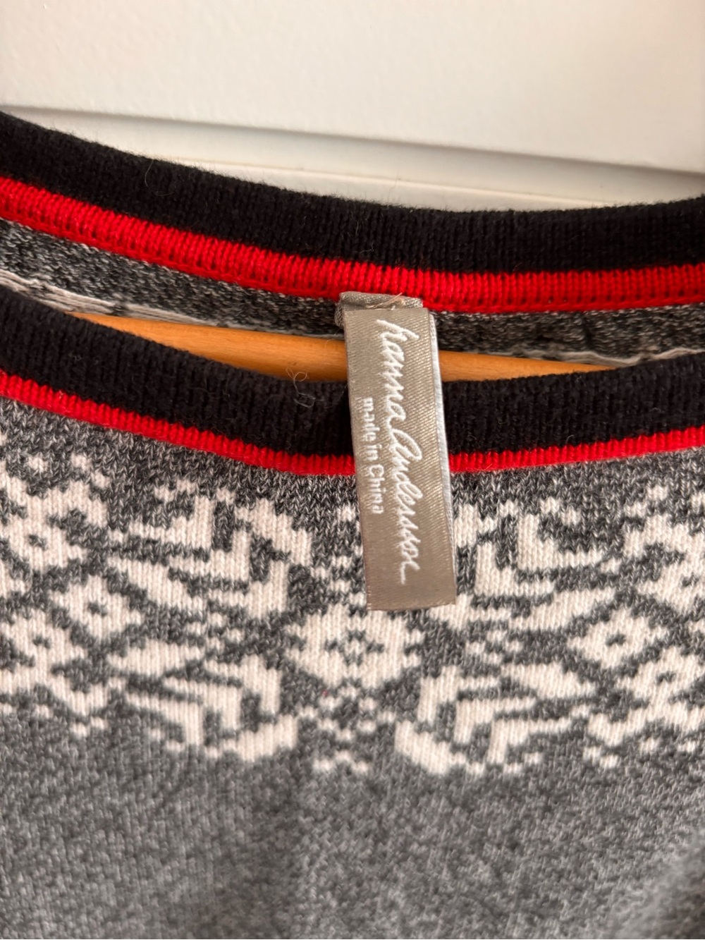 Hanna Andersson Womens Fair Isle Knit Sweater Dress Grey Nordic Scandi M
